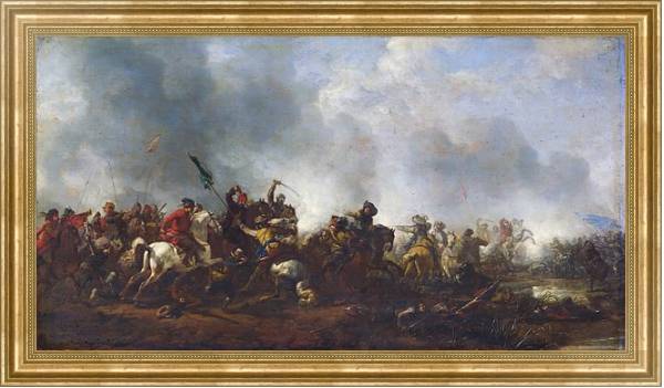 Постер Кавалерия, атакующая пехоту с типом исполнения На холсте в раме в багетной раме NA033.1.051