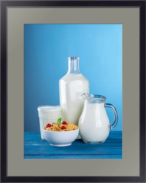 Постер Хлопья с молоком с типом исполнения Под стеклом в багетной раме 221-01