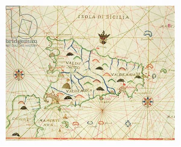 Постер Sicily and the Straits of Messina, from a nautical atlas, 1646 с типом исполнения На холсте в раме в багетной раме 221-03