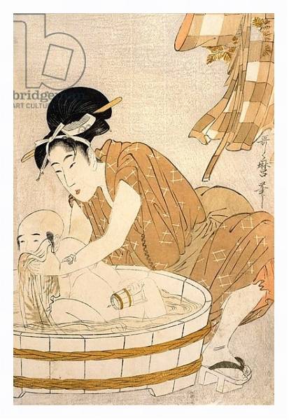 Постер The Bath, Edo period с типом исполнения На холсте в раме в багетной раме 221-03