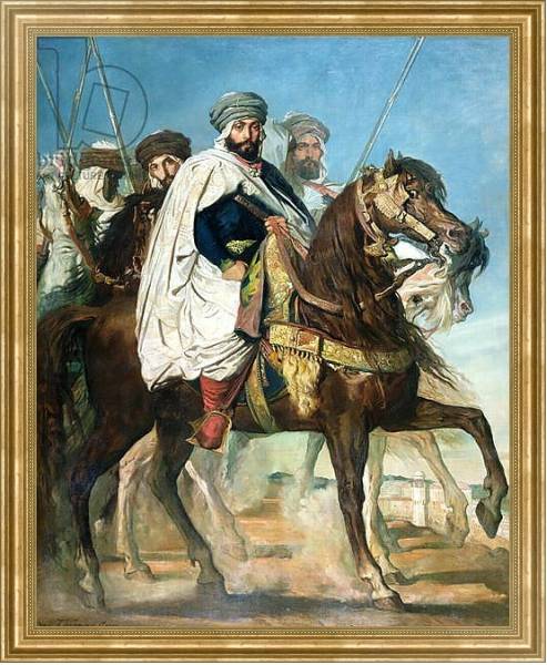 Постер Ali Ben Ahmed, the Last Caliph of Constantine, with his Entourage outside Constantine, 1845 с типом исполнения На холсте в раме в багетной раме NA033.1.051
