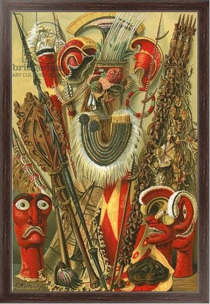 Постер Polynesian culture: Weapons and designs с типом исполнения На холсте в раме в багетной раме 221-02