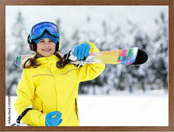 Постер Лыжница в ярком костюме с типом исполнения На холсте в раме в багетной раме 1727.4310
