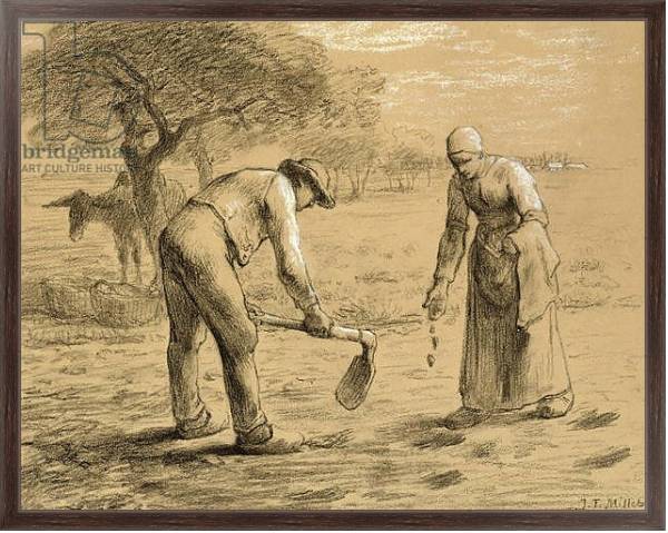 Постер Peasants planting potatoes с типом исполнения На холсте в раме в багетной раме 221-02