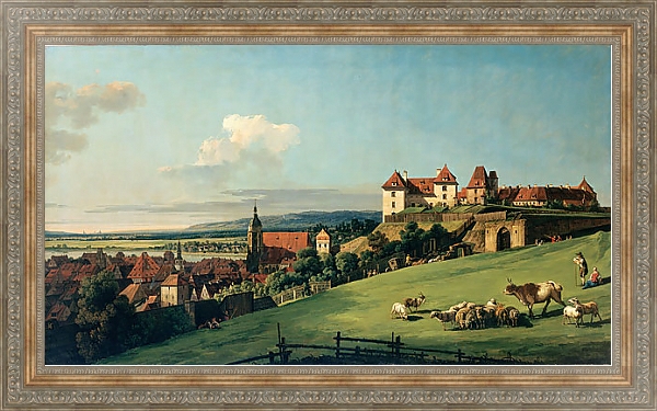 Постер Вид Пирны от замка Зонненштайн с типом исполнения На холсте в раме в багетной раме 484.M48.310
