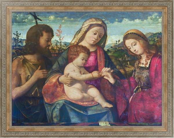 Постер Дева Мария и младенец со святыми с типом исполнения На холсте в раме в багетной раме 484.M48.310