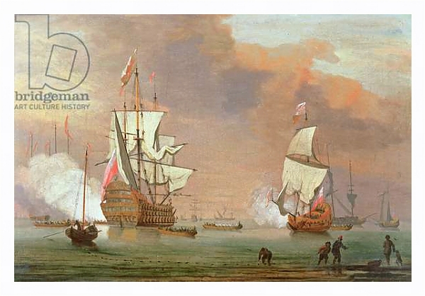 Постер Warships Firing a Salute с типом исполнения На холсте в раме в багетной раме 221-03