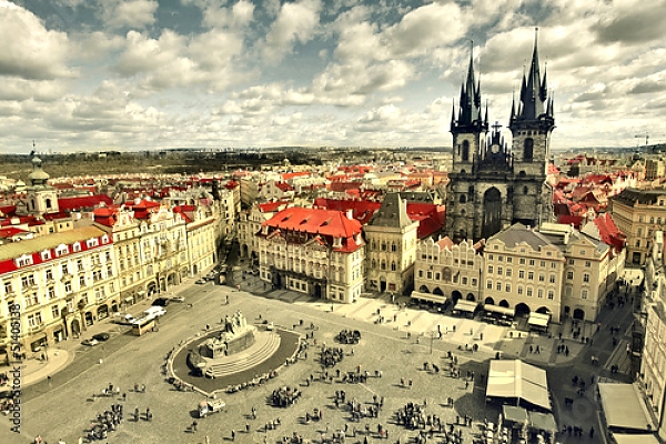 Постер Прага. Старый город с типом исполнения На холсте без рамы