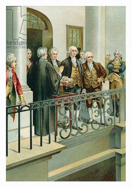 Постер George Washington taking the oath as President с типом исполнения На холсте в раме в багетной раме 221-03