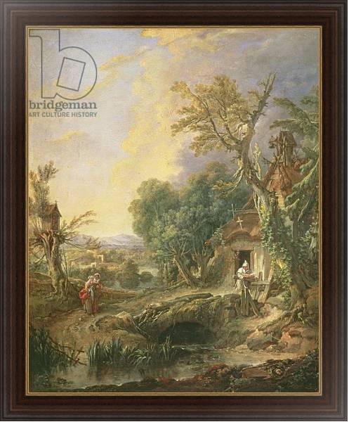 Постер Landscape with a Hermit, 1742 с типом исполнения На холсте в раме в багетной раме 1.023.151