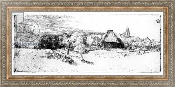Постер Landscape with a tower, c.1651 с типом исполнения На холсте в раме в багетной раме 484.M48.310