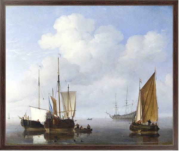 Постер Голландские корабли в штиль с типом исполнения На холсте в раме в багетной раме 221-02