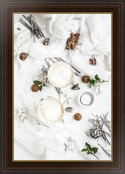 Постер Чашка кофе в холодный зимний день с типом исполнения На холсте в раме в багетной раме 1.023.151