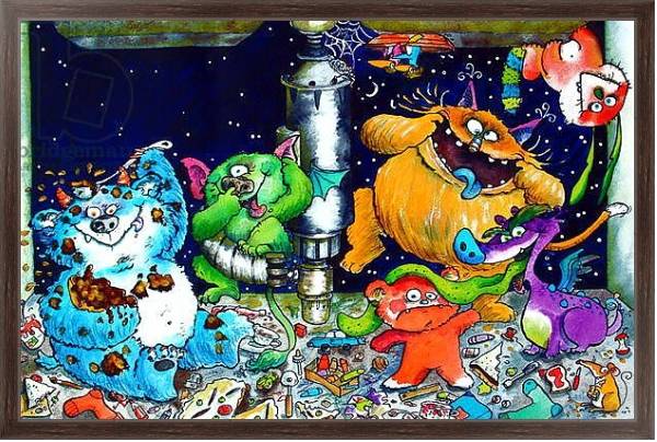 Постер Monsters under the sink с типом исполнения На холсте в раме в багетной раме 221-02