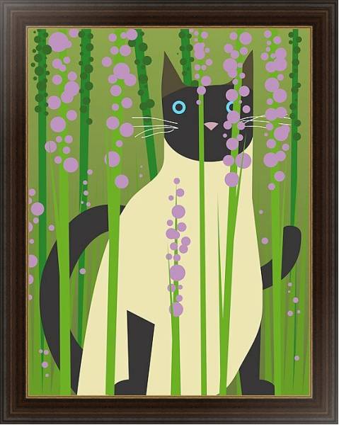Постер Кошка в зарослях с типом исполнения На холсте в раме в багетной раме 1.023.151