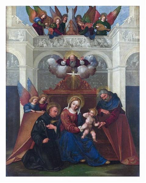 Постер Священная семья со Святым Николой из Толентино с типом исполнения На холсте в раме в багетной раме 221-03