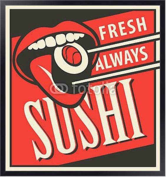 Постер Ретро реклама для суши с типом исполнения На холсте в раме в багетной раме 221-01