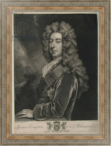 Постер Spencer Compton, Earl of Wilmington, print by John Faber, 1734 с типом исполнения На холсте в раме в багетной раме 484.M48.310
