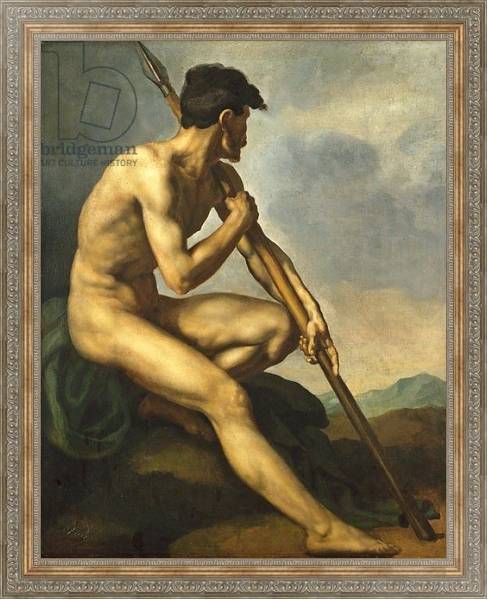 Постер Nude Warrior with a Spear, c.1816 с типом исполнения На холсте в раме в багетной раме 484.M48.310