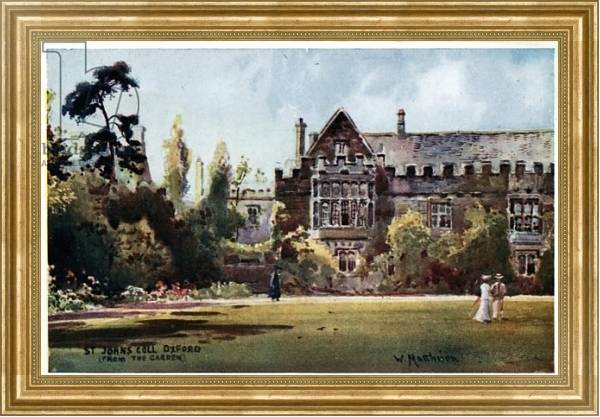 Постер St John's College, from the garden с типом исполнения На холсте в раме в багетной раме NA033.1.051