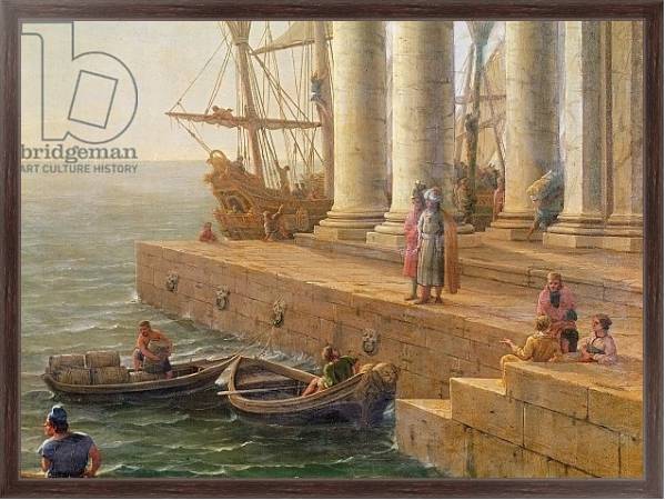 Постер Harbour scene, detail from 'Departure of Ulysses from the land of the Feaci', 1646 с типом исполнения На холсте в раме в багетной раме 221-02