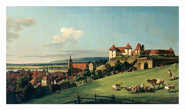Постер Вид Пирны от замка Зонненштайн с типом исполнения На холсте в раме в багетной раме 221-03