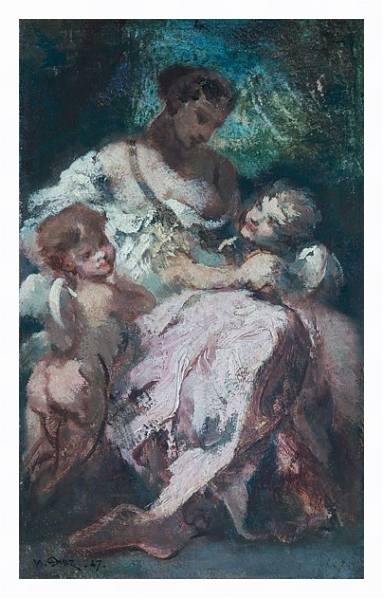 Постер Венера и два Купидона с типом исполнения На холсте в раме в багетной раме 221-03