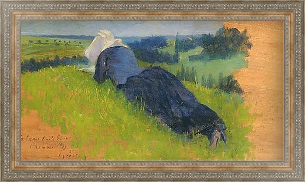 Постер Крестьянка на траве с типом исполнения На холсте в раме в багетной раме 484.M48.310