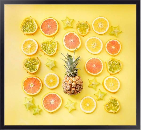 Постер Цитрусовая композиция из сочных фруктов с типом исполнения На холсте в раме в багетной раме 221-01