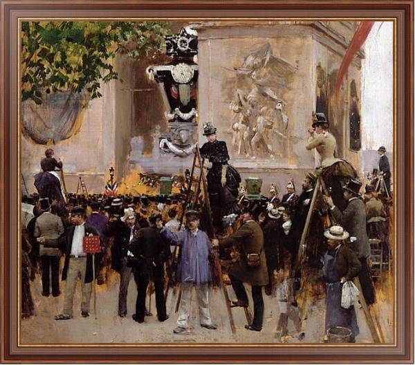 Постер The Funeral of Victor Hugo at the Arc de Triomphe, 1885 с типом исполнения На холсте в раме в багетной раме 35-M719P-83