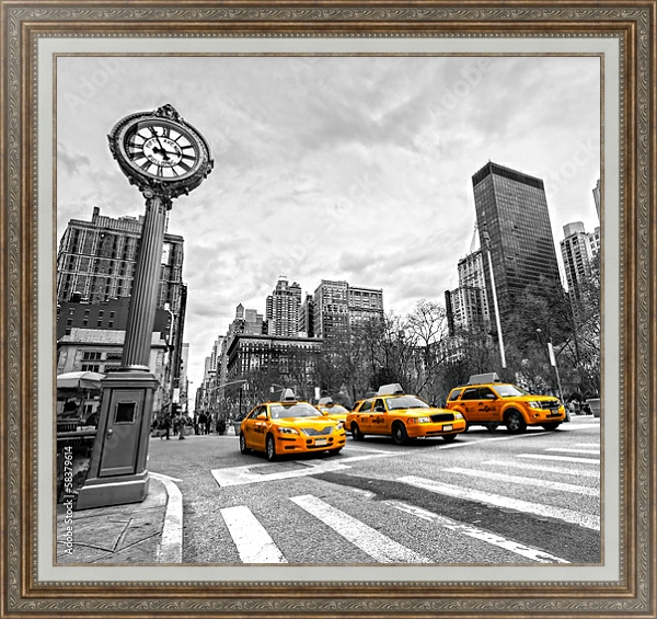 Постер Пятое авеню, Нью-Йорк, США с типом исполнения На холсте в раме в багетной раме 595.M52.330