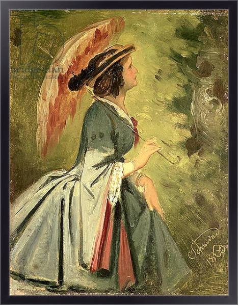 Постер Portrait of Anna, the artist's daughter, 1860 с типом исполнения На холсте в раме в багетной раме 221-01