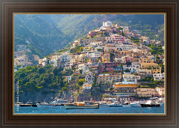 Постер Италия, Амальфитанское побережье, Позитано 4 с типом исполнения На холсте в раме в багетной раме 1.023.151