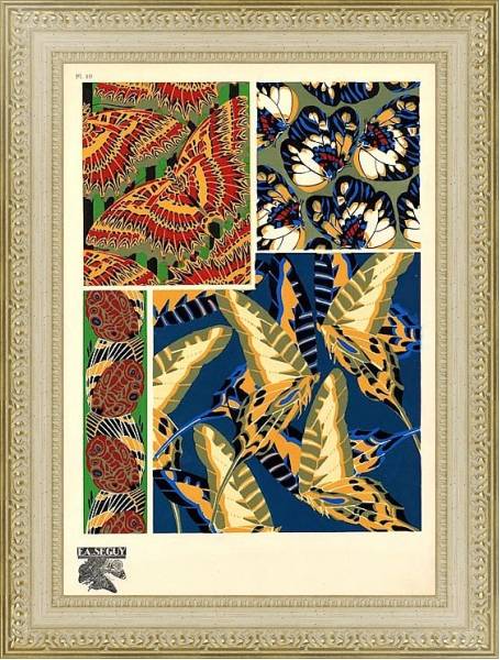 Постер Papillons by E. A. Seguy №11 с типом исполнения Акварель в раме в багетной раме 484.M48.725