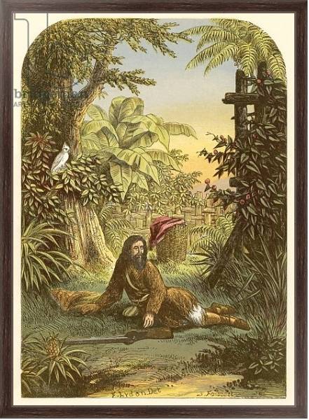 Постер Robinson Crusoe awakened from sleep by his parrot с типом исполнения На холсте в раме в багетной раме 221-02