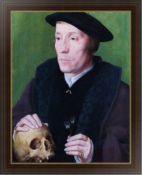 Постер Мужчина с фиалкой и черепом с типом исполнения На холсте в раме в багетной раме 1.023.151