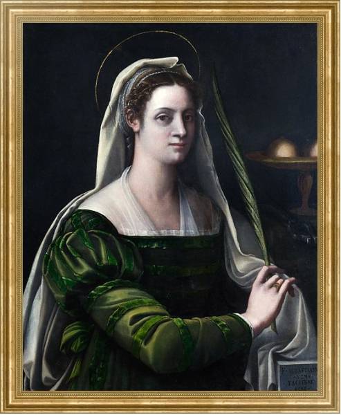 Постер Портрет леди с атрибутами Святой Агаты с типом исполнения На холсте в раме в багетной раме NA033.1.051