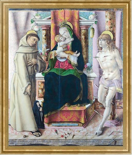Постер Дева Мария и младенец со святыми Франсисом и Себастьяном с типом исполнения На холсте в раме в багетной раме NA033.1.051