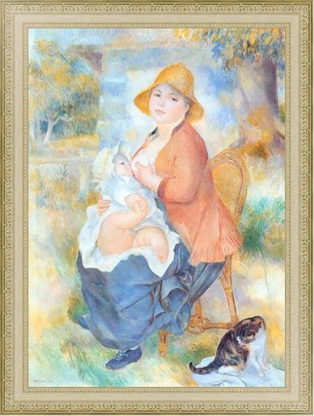 Постер Maternit? ou femme allaitant son enfant с типом исполнения На холсте в раме в багетной раме 484.M48.725