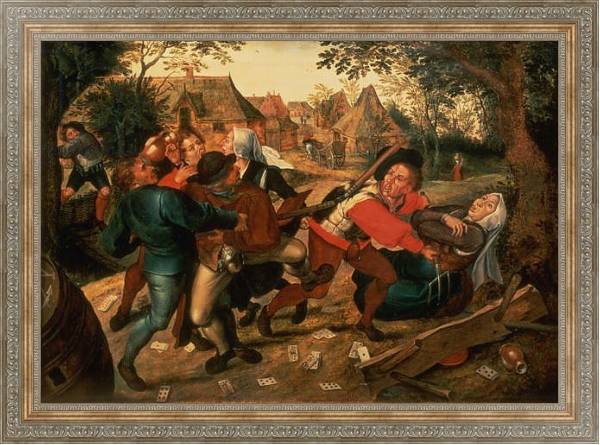 Постер Gamblers Quarrelling с типом исполнения На холсте в раме в багетной раме 484.M48.310