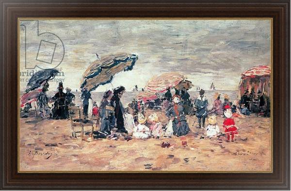 Постер Parasols on the Beach, Trouville, 1886 с типом исполнения На холсте в раме в багетной раме 1.023.151