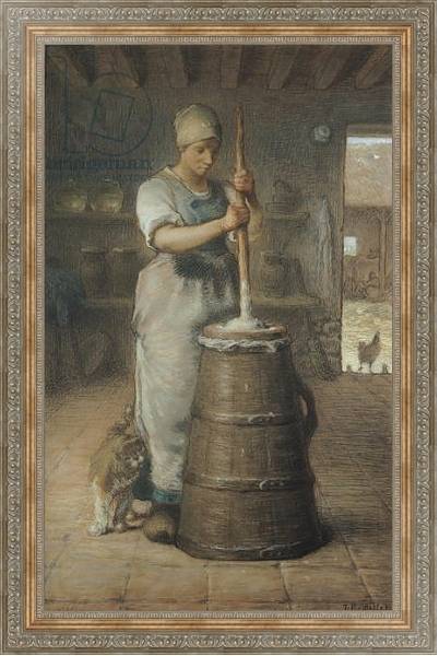 Постер Churning Butter, 1866-68 с типом исполнения На холсте в раме в багетной раме 484.M48.310