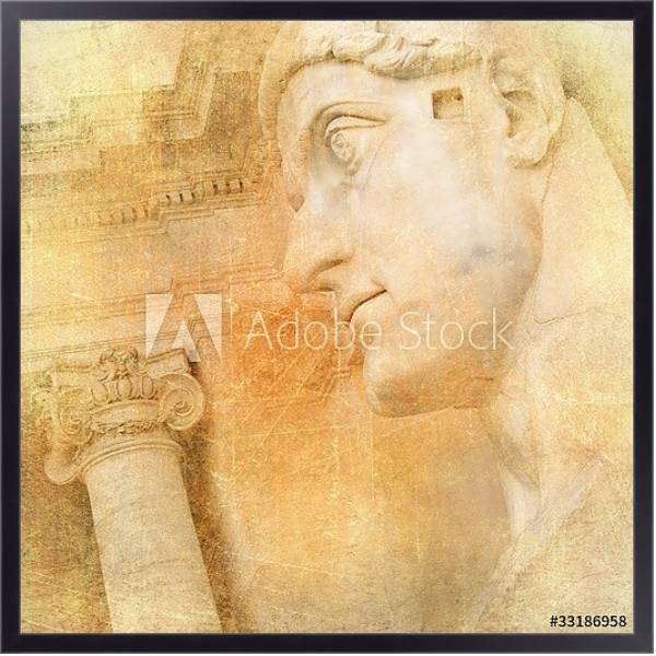 Постер Римская колонна и статуя с типом исполнения На холсте в раме в багетной раме 221-01