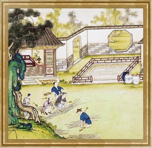 Постер Gathering bamboo to make paper с типом исполнения На холсте в раме в багетной раме NA033.1.051