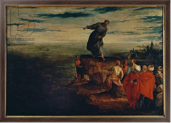 Постер St. Anthony Preaching to the Fish, c.1580 с типом исполнения На холсте в раме в багетной раме 221-02