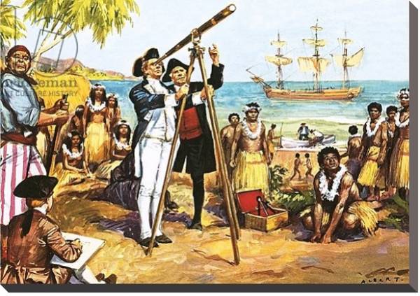 Постер Captain Cook making astronomical observations at Tahiti с типом исполнения На холсте без рамы