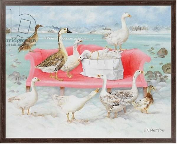 Постер Geese on Pink Sofa, 2000 с типом исполнения На холсте в раме в багетной раме 221-02