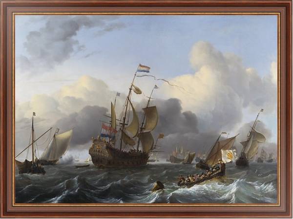 Постер The Eendracht and a Fleet of Dutch Men-of-war с типом исполнения На холсте в раме в багетной раме 35-M719P-83