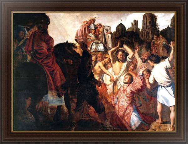 Постер Побиение камнями св. Стефана с типом исполнения На холсте в раме в багетной раме 1.023.151
