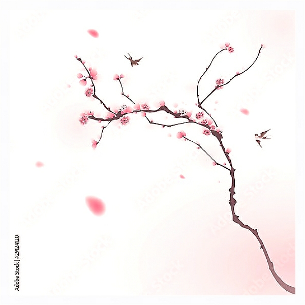 Постер Весна. Розовая дымка с типом исполнения На холсте в раме в багетной раме 221-03